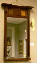 Federal Partialebonized Inlaid Mahogany and Mahogany Veneer Tabernacle Mirror