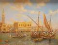 Framed Oil on Canvasboard View of the Grand Canal Venice