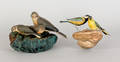 Two Pennsylvania polychrome song bird carvings