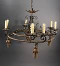 French Wrought Iron Eight Light Chandelier