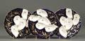 Set of Three Gilt and Cobalt Decorated Porcelain Oyster Plates