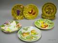 Nine French Majolica Plates