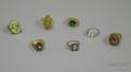 Six Mostly 10kt Gold Gem and Cut Glass Rings