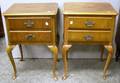 Pair of Queen Anne Style Walnut Veneer TwoDrawer Stands