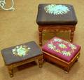 Three Needlepoint Upholstered Footstools