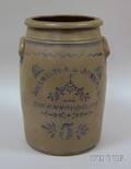 Hamilton  Jones Greensboro Pa Cobalt Stencildecorated FiveGallon Stoneware Crock
