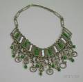Silver and Glass Bead Fringe Necklace