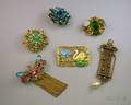 Six Vintage Costume Brooches