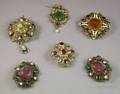 Six Pieces of AustroHungarian Stone Inset Jewelry