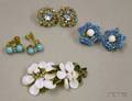 Miriam Haskell Brooch and Three Pairs of Miriam Haskell Earclips 1950s