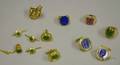 Assorted 14kt and 18kt Gold and Hardstone Mens Rings Cuff Links and Studs