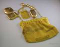 Antique Gold Plate Mesh Purse with Assorted Gold Attachments