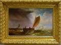 Framed American School Oil on Canvas Marine View with an Approaching Storm