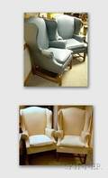 Two Pairs of Georgianstyle Upholstered Wing Chairs