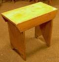 Small Mustardpainted Wooden Bench with Bootjack Ends