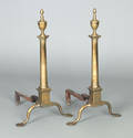 Pair of Philadelphia Federal brass andirons ca 1790