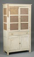 Painted Wood and Punched Tin FourDoor Pie Safe