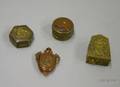 Three Asian Export Brass Snuff Boxes and a Perfume