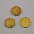 Three US 2 12 Dollar Gold Liberty Quarter Eagle Coronets