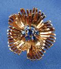 18kt Gold and Sapphire Flower Brooch France