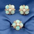 14kt Gold Opal and Seed Pearl Suite