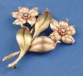 Retro 14kt Bicolor Gold Ruby and Diamond Flower Brooch Tiffany  Co