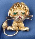 18kt Gold and Diamond Lion Brooch