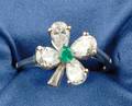 14kt White Gold Diamond and Emerald Ring