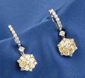 18kt White Gold Colored Diamond and Diamond Earpendants