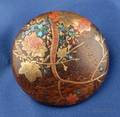 Silver Lacquered Exotic Wood and Abalone Brooch Japan