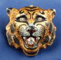 Antique 14kt Gold Enamel and Diamond Tiger PendantBrooch