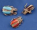 Three Antique Enamel and Gemset Insect Brooches