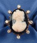 Antique 14kt Gold Hardstone Cameo and Diamond Ring
