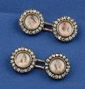 Antique Portrait Miniature and Diamond Cuff Links Tiffany  Co France