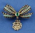 Antique Diamond and Gemset Bow Brooch Portugal
