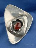 Sterling Silver and Carnelian Brooch Ed Wiener