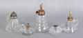 Five blown and pressed colorless glass finger lamps 19th c