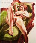 Philip Pearlstein American b 1924 Reclining Nude on Green Couch