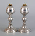 Pair of Massachusetts pewter fluid lamps ca 1830