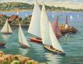 AC Hummel American 20th Century Sailboats Along the Coast Rockport Massachusetts with a Distant View of Pigeon Cove