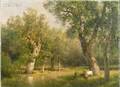 Hermann Herzog GermanAmerican 18321932 Cows Amidst Trees