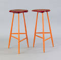 Two walnut and cherry stools by Wharton Esherick student Horace B Hartshaw