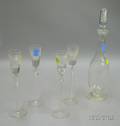 Fivepiece Airtwist Decorated Colorless Glass Liqueur Set