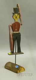Painted Wooden Man in a Top Hat Whirligig