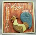 Polychrome Painted and Carved Wooden PoultryEggs Sign
