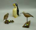 Three Carved and Painted Wooden Bird Figures