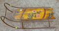 Childs Polychrome Floral Decorated Wood and Wrought Iron Sled
