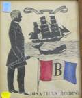 Framed Watercolor Silhouette Portrait Depicting Jonathan Bourne