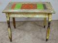 Rustic Painted Game Boardtop Decorated Wooden Table