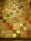 Block and Linear Pattern Hooked Area Rug